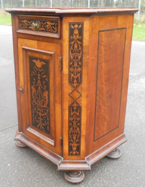 PAIR WALNUT SIDE CABINETS WITH MARQUETRY INLAY - ADDITIONAL PHOTO 7