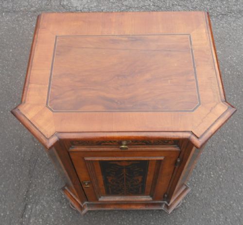 PAIR WALNUT SIDE CABINETS WITH MARQUETRY INLAY - ADDITIONAL PHOTO 8