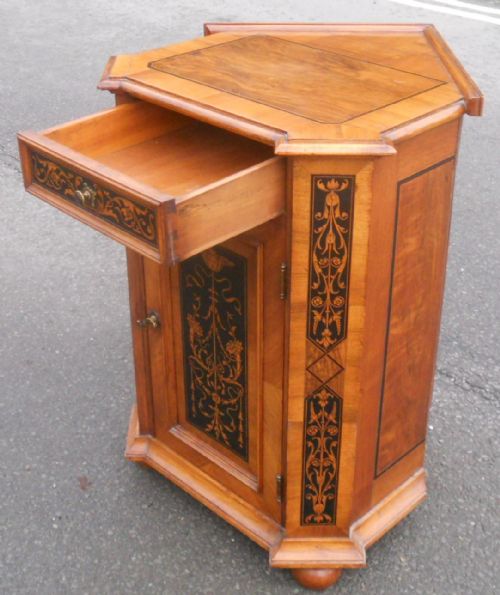 PAIR WALNUT SIDE CABINETS WITH MARQUETRY INLAY - ADDITIONAL PHOTO 16