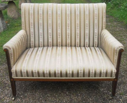 Edwardian Inlaid Mahogany Upholstered Two Seater Settee