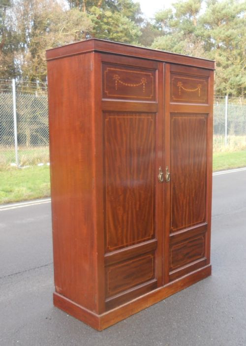 fig 1. Edwardian Inlaid Two Door Mahogany Wardrobe