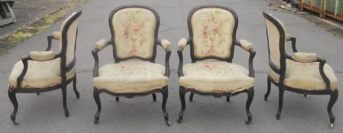 SET OF FOUR VICTORIAN EBONIZED SALON ARMCHAIRS - ADDITIONAL PHOTO 1
