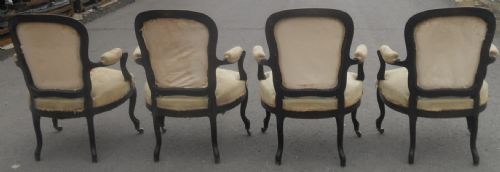 SET OF FOUR VICTORIAN EBONIZED SALON ARMCHAIRS - ADDITIONAL PHOTO 2