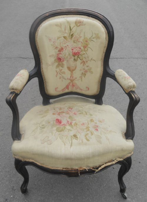 SET OF FOUR VICTORIAN EBONIZED SALON ARMCHAIRS - ADDITIONAL PHOTO 3