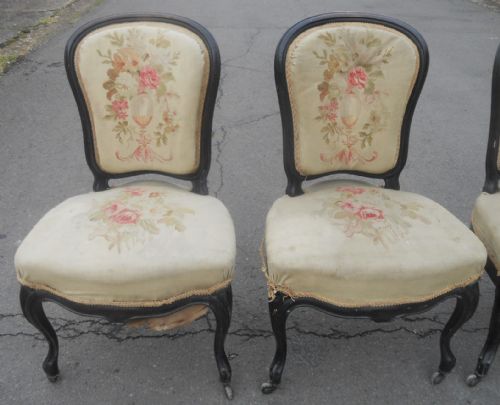 SET OF FOUR VICTORIAN EBONIZED SALON CHAIRS - ADDITIONAL PHOTO 1
