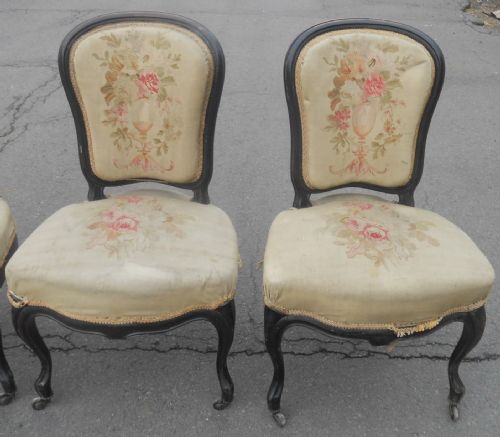 SET OF FOUR VICTORIAN EBONIZED SALON CHAIRS - ADDITIONAL PHOTO 2