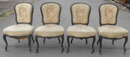 SET OF FOUR VICTORIAN EBONIZED SALON CHAIRS - ADDITIONAL PHOTO 3