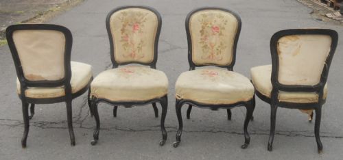 SET OF FOUR VICTORIAN EBONIZED SALON CHAIRS - ADDITIONAL PHOTO 5