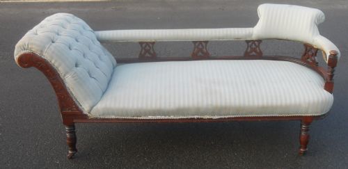 Edwardian Double End Upholstered Chaise Longue Settee