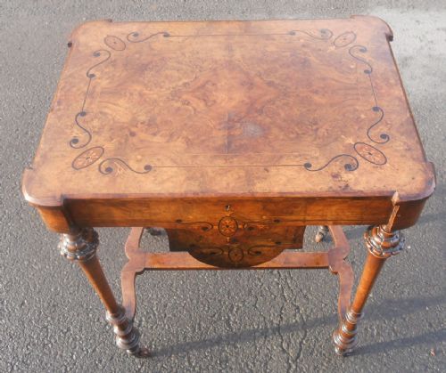 VICTORIAN BURR WALNUT WORK TABLE - ADDITIONAL PHOTO 1