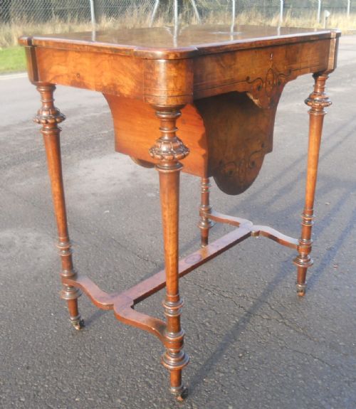 VICTORIAN BURR WALNUT WORK TABLE - ADDITIONAL PHOTO 2