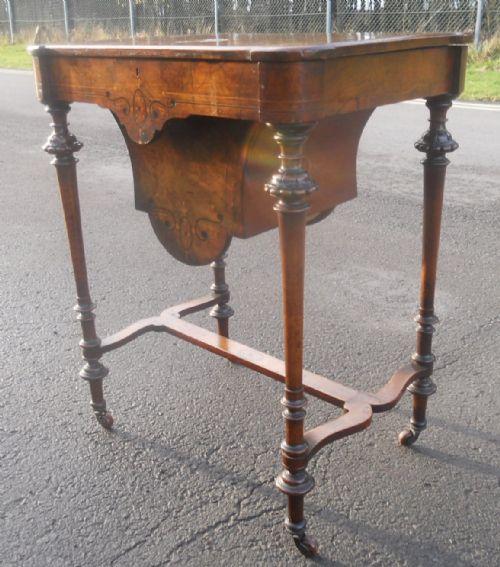 VICTORIAN BURR WALNUT WORK TABLE - ADDITIONAL PHOTO 3