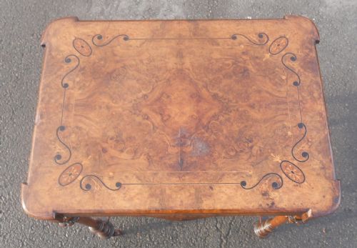 VICTORIAN BURR WALNUT WORK TABLE - ADDITIONAL PHOTO 5