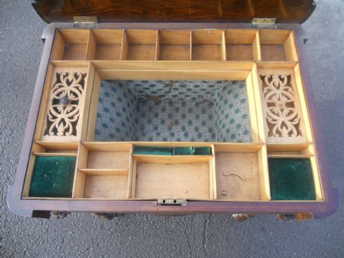 VICTORIAN BURR WALNUT WORK TABLE - ADDITIONAL PHOTO 8