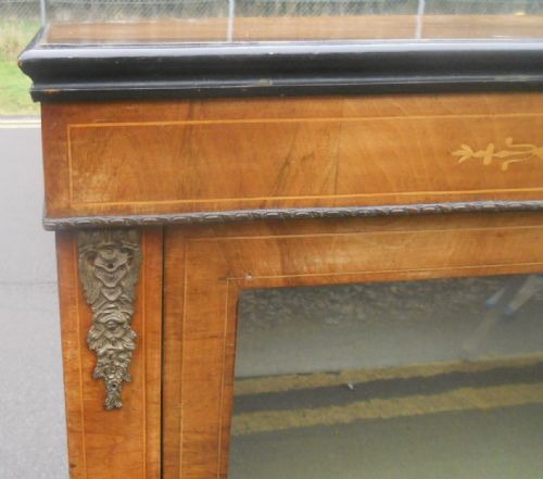 VICTORIAN SMALL INLAID WALNUT DISPLAY CABINET - ADDITIONAL PHOTO 8