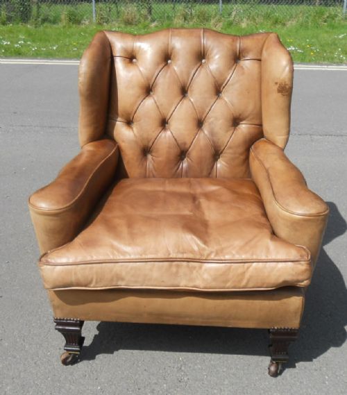 Edwardian Leather Easy Armchair
