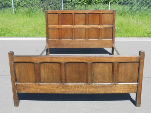 Five Foot Panelled Oak Double Bed