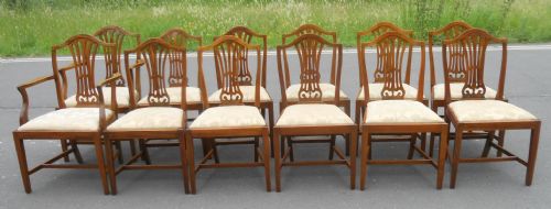 Set of Twelve Hepplewhite Style Mahogany Dining Chairs