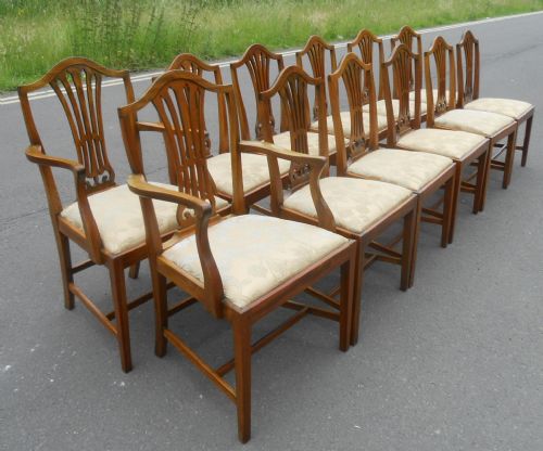 fig 1. Set of Twelve Hepplewhite Style Mahogany Dining Chairs 