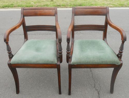 Pair Georgian Mahogany Carver Armchairs