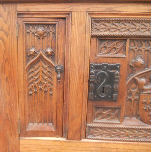 CARVED OAK HALL CUPBOARD - ADDITIONAL PHOTO 11