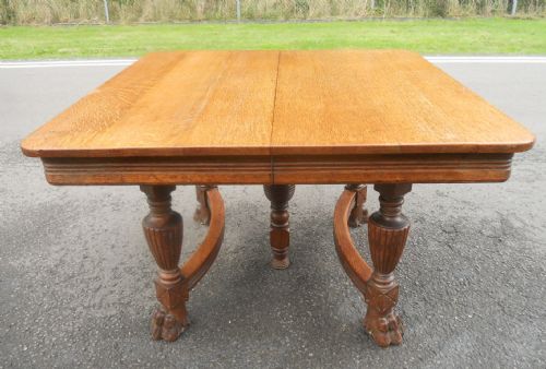 Edwardian Golden Oak Extending Dining Table Seat Eight