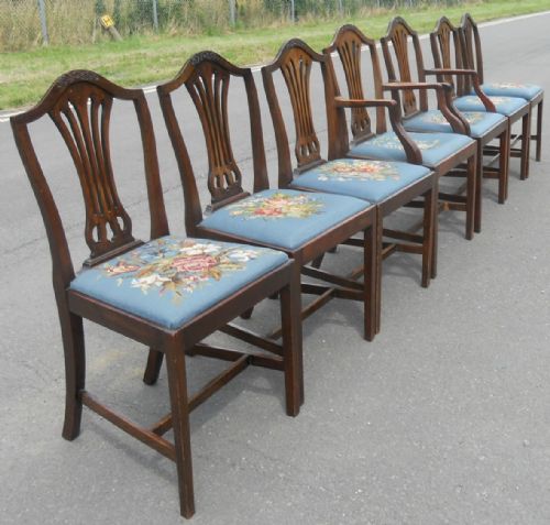 SET OF SEVEN GEORGIAN STYLE SHIELD BACK MAHOGANY DINING CHAIRS - ADDITIONAL PHOTO 1