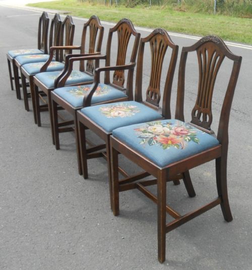 SET OF SEVEN GEORGIAN STYLE SHIELD BACK MAHOGANY DINING CHAIRS - ADDITIONAL PHOTO 2