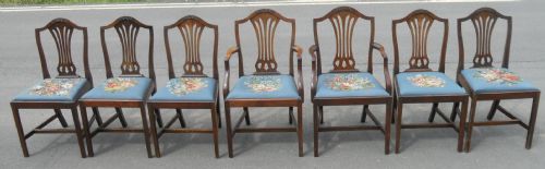 SET OF SEVEN GEORGIAN STYLE SHIELD BACK MAHOGANY DINING CHAIRS - ADDITIONAL PHOTO 3