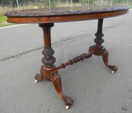 VICTORIAN OVAL INLAID WALNUT CENTRE TABLE - ADDITIONAL PHOTO 5