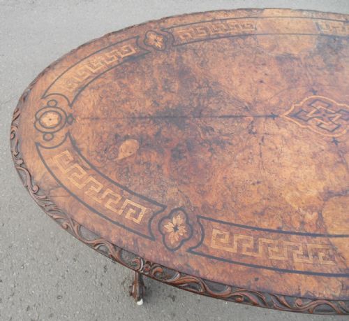 VICTORIAN OVAL INLAID WALNUT CENTRE TABLE - ADDITIONAL PHOTO 6