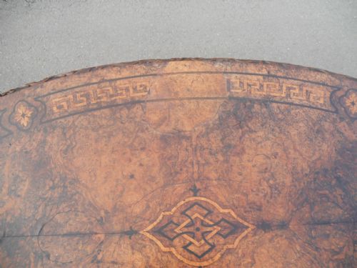 VICTORIAN OVAL INLAID WALNUT CENTRE TABLE - ADDITIONAL PHOTO 8