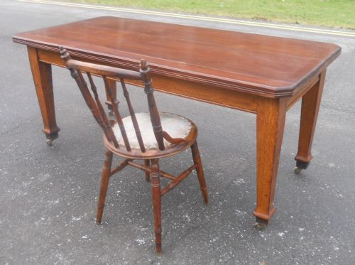 EDWARDIAN OAK BEECH KITCHEN TABLE - ADDITIONAL PHOTO 8