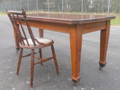 EDWARDIAN OAK BEECH KITCHEN TABLE - ADDITIONAL PHOTO 9