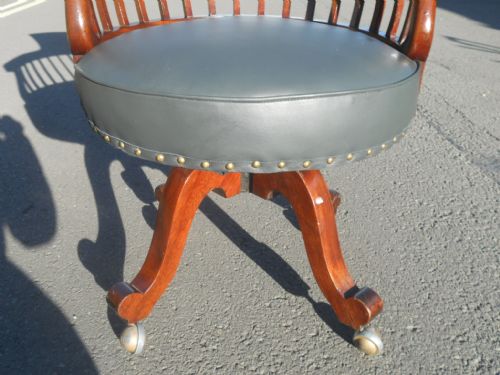 EDWARDIAN MAHOGANY SWIVEL DESK ARMCHAIR - ADDITIONAL PHOTO 6