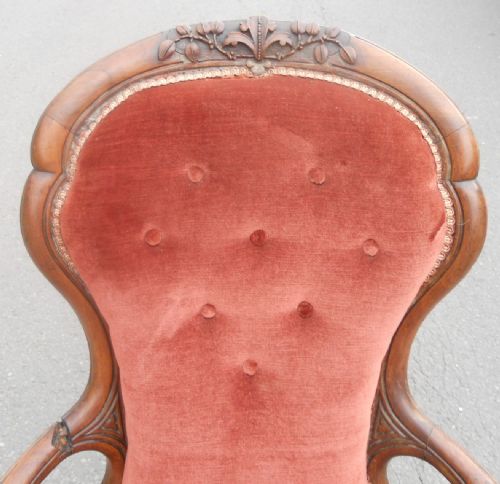 VICTORIAN SPOONBACK WALNUT FRAMED ARMCHAIR - ADDITIONAL PHOTO 1
