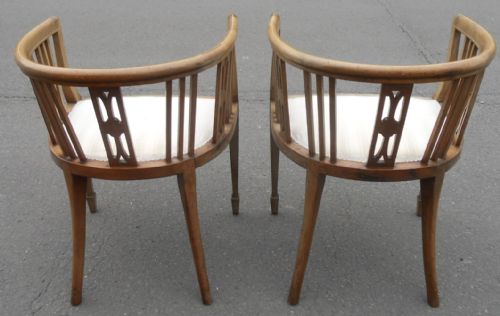 PAIR EDWARDIAN INLAID MAHOGANY TUB ARMCHAIRS - ADDITIONAL PHOTO 10