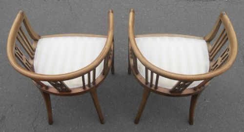PAIR EDWARDIAN INLAID MAHOGANY TUB ARMCHAIRS - ADDITIONAL PHOTO 11