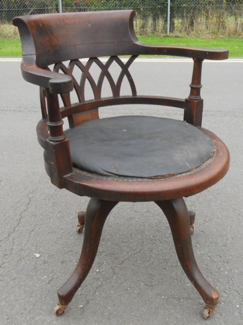 Victorian Oak Swivel Desk Armchair