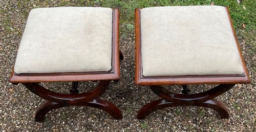 PAIR OF WILLIAM IV MAHOGANY FRAMED STOOLS - ADDITIONAL PHOTO 5