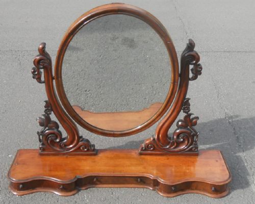 VICTORIAN LARGE OVAL MAHOGANY TOILET MIRROR - ADDITIONAL PHOTO 1
