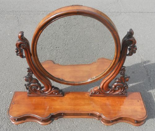 VICTORIAN LARGE OVAL MAHOGANY TOILET MIRROR - ADDITIONAL PHOTO 2