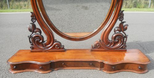 VICTORIAN LARGE OVAL MAHOGANY TOILET MIRROR - ADDITIONAL PHOTO 5