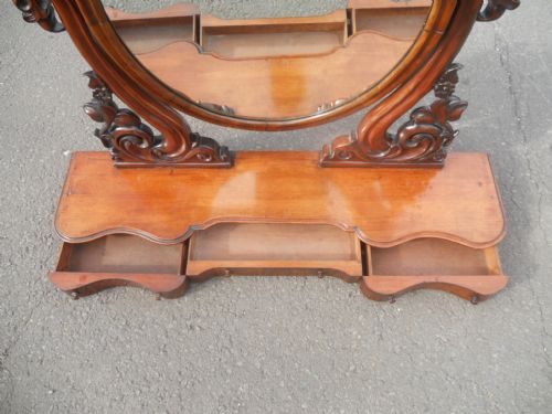 VICTORIAN LARGE OVAL MAHOGANY TOILET MIRROR - ADDITIONAL PHOTO 6