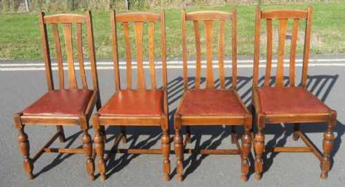 Set of Four Oak Highback Dining Chairs