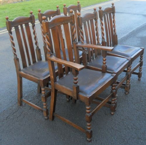 SET OF SIX BARLEY TWIST OAK DINING CHAIRS - ADDITIONAL PHOTO 3