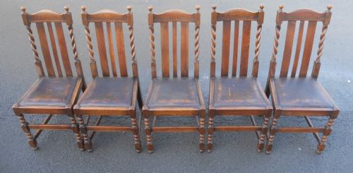 SET OF SIX BARLEY TWIST OAK DINING CHAIRS - ADDITIONAL PHOTO 5