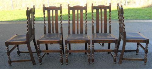 SET OF SIX BARLEY TWIST OAK DINING CHAIRS - ADDITIONAL PHOTO 6