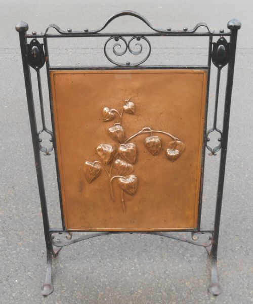 ARTS CRAFT COPPER IRON FIRESCREEN - ADDITIONAL PHOTO 1