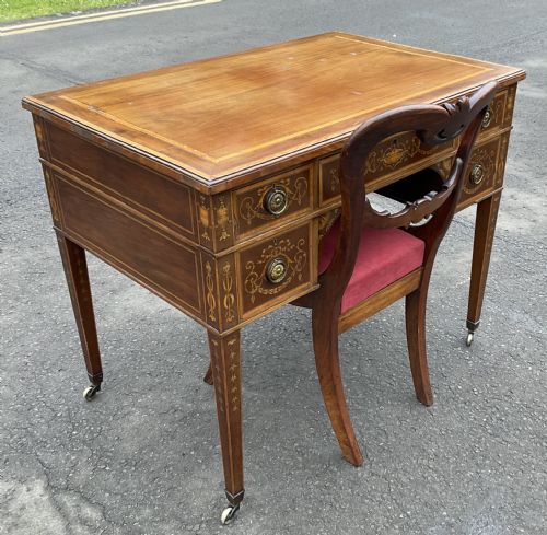 EDWARDIAN INLAID MAHOGANY LADIES WRITING DESK - ADDITIONAL PHOTO 15